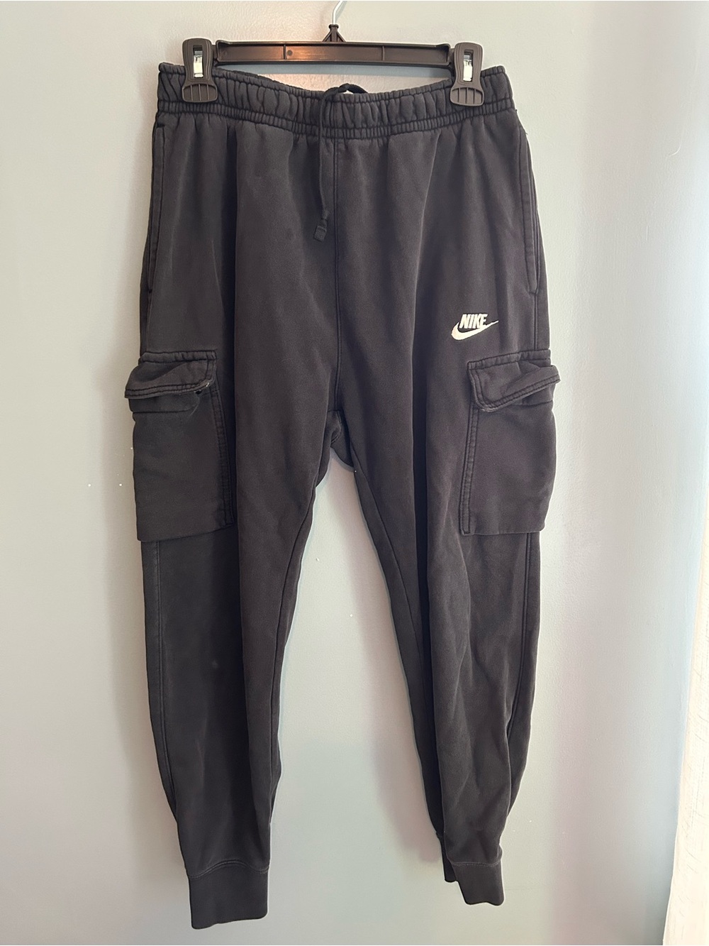 Nike Black Cargo Sweats with White Swoosh